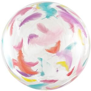Balónová bublina transparentná Farebné pierka 46 - 51 cm