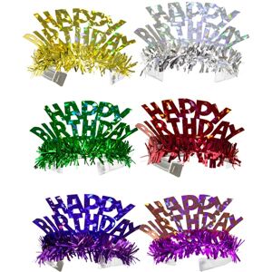 Čelenky holografické Happy Birthday mix farieb 6 ks