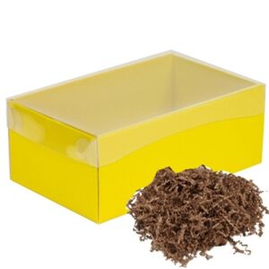 Darčeková krabička pevná s priehľadným vekom 200x200x150/40 žltá