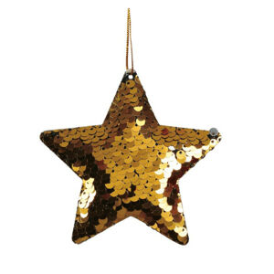 DEKORÁCIA závesná Hviezda s flitrami zlatá 8cm 2ks