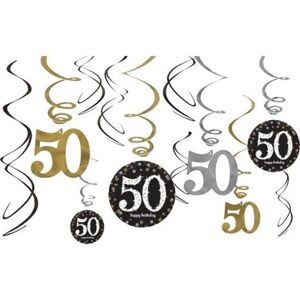 Dekorácia závesné špirály Sparkling Celebration "50" 61 cm 12 ks