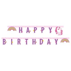 Girlanda "Happy birthday" Jednorožec Rainbow Colors 185 cm