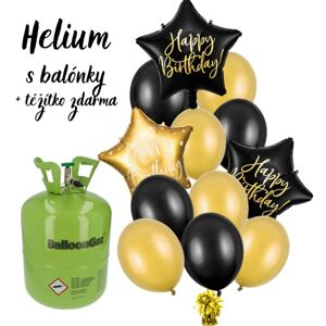 Hélium set - Výhodná kombinácia balónikov a hélia Narodeniny Black Gold