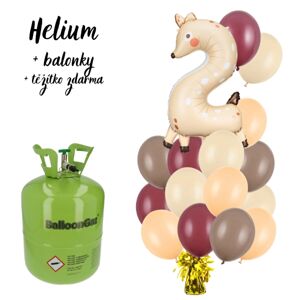 Hélium set - 1 srnček 2 + balónikový mix, slivková, broskyňová, krémová 23 cm 24 ks