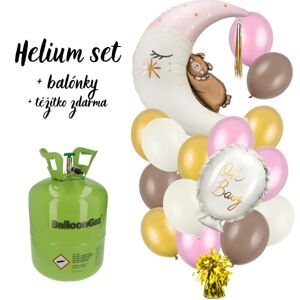 Hélium set - Medvedík na mesiaci girl - 2 fólie + 18 balónikov 23 cm