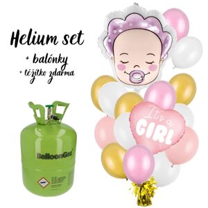 Hélium set - Výhodná kombinácia hélia s balónikmi na narodenie dieťaťa - Je to dievčatko
