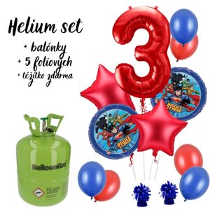 Hélium set - Výhodný set hélia a balónikov Liga spravodlivosti 3