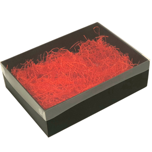 Krabica darčeková s priehľadným vekom čierna/drvina červená 35 x 25 x 10 cm