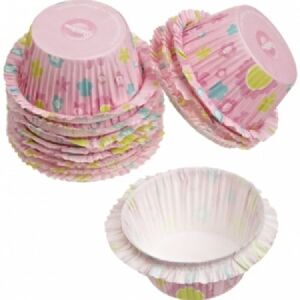 Košíčky na cupcakes ružové s kvietkami 12 ks