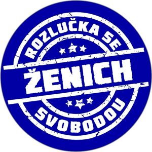 Placka s českým nápisom "Rozlučka se svobodou, Ženich" modrá