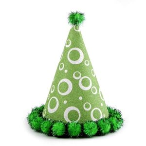 Party čiapočka s brmbolcami svetlo zelená 2 ks