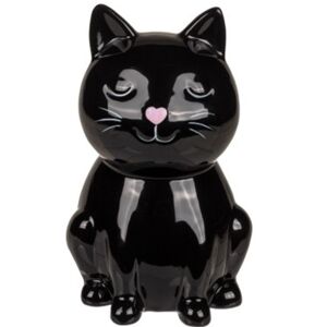 Pokladnička so zámkom Mačka čierna 16 cm