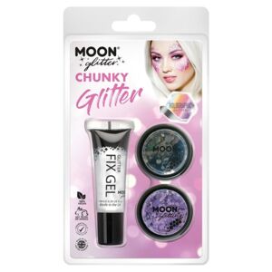 SET Chunky Glitter holografické čierne a fialové + fixačný gél