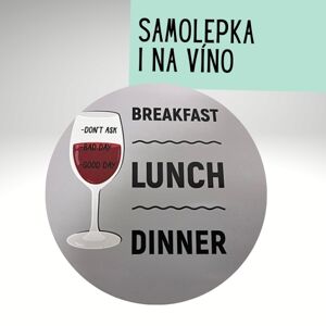 Samolepka "Breakfest, lunch, dinner" sivá 10 cm