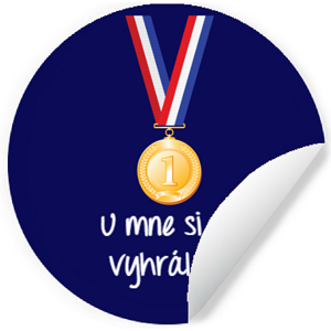 Samolepka "U mne si to vyhrál" Medaila modrá 10 cm