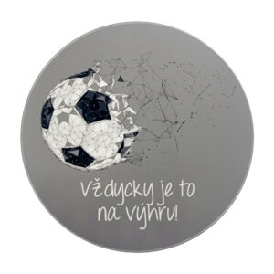 Samolepka "Vždycky je to na výhru" futbalová lopta tmavo šedá 10 cm
