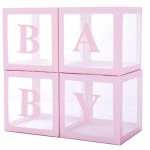 Sada dekoračných boxov na balóniky Baby svetlo ružové 30x30 cm, 4 ks