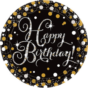 Taniere papierové Sparkling Celebrations Happy Birthday 23 cm 8 ks