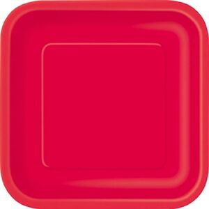 Talíře papírové čtvercové červené 22 x 22 cm 14 ks