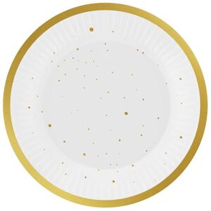 Tanieriky papierové Celebrate bielo-zlaté 18 cm 6 ks