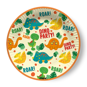 Tanieriky papierové Dino party Color 18 cm, 8 ks