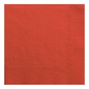 Servítky papierové 3 vrstvé červené 33 x 33 cm, 20 ks