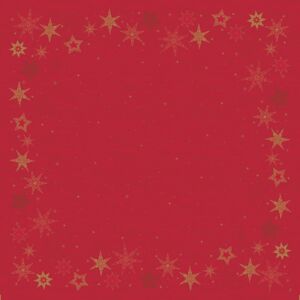 Obrus papierový Dunicel červený so zlatými hviezdami 84 x 84 cm, 1 ks