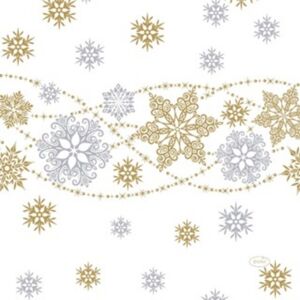 Servítky papierové biele Snow Glitter 33 x 33 cm 20 ks