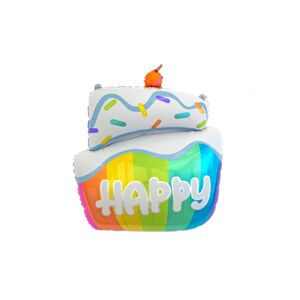 HS-TRHP GRABO Fóliový balón - Dúhová torta Happy - 60x50 cm