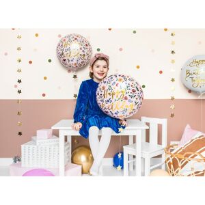 FB48 Party Deco Fóliový balón - Happy Birthday - svetloružový 45cm