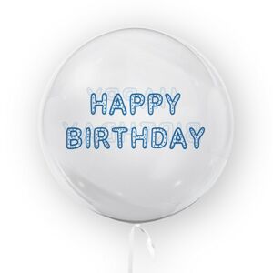 TU3700 GRABO Fóliový balón - Priehľadná guľa "Happy Birthday" - 45 cm
