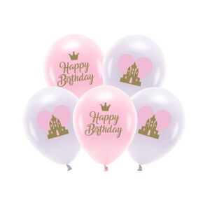 ECO33P-205-000-5 Party Deco Latexové balóny crown - Happy Birthday - 5ks