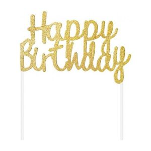 PF-DPHR Godan Papierový zápich na tortu - "Happy Birthday" 14x11 cm Rúžove zlato