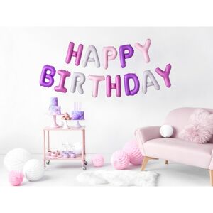 FB6P-000 Party Deco Set fóliových balónov Happy Birthday - Ružový Mix, 340x35cm